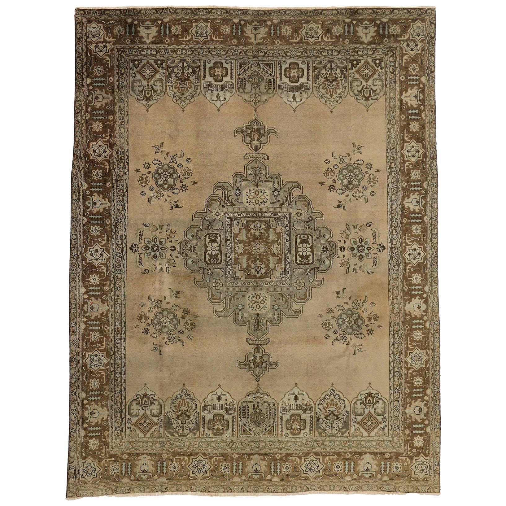 Vintage Persian Tabriz Rug with Traditional Style