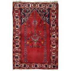 Handmade Antique Turkish Anatolian Prayer Rug, 1940s, 1C563