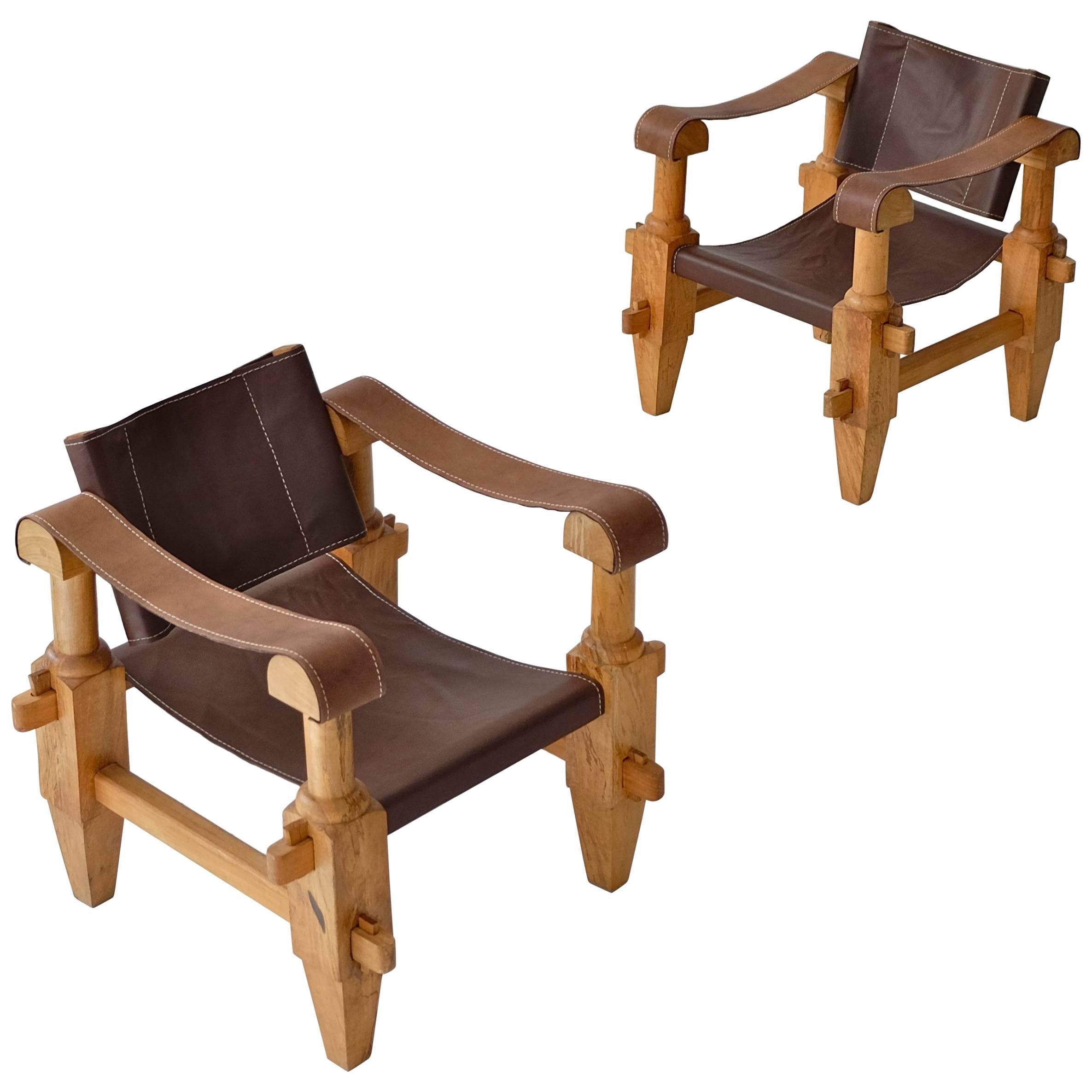 Pair of Mexican Campaign Chairs For Sale