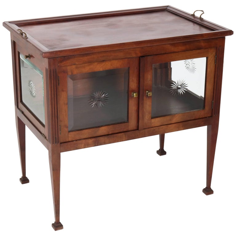 Large Mahogany Dutch Art Nouveau Tea with Tray, 1900s at 1stDibs