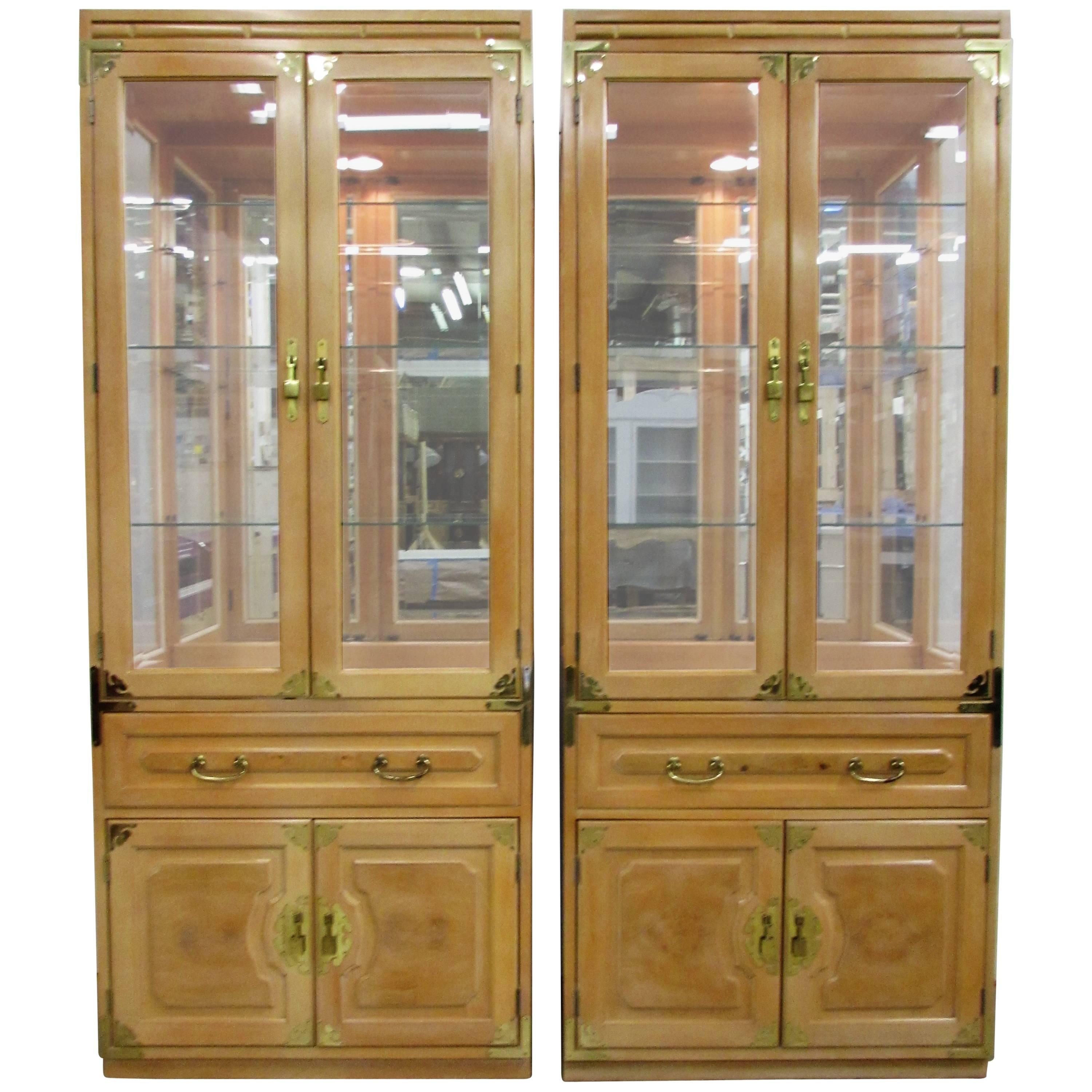 Pair of Bernhardt Chinoiserie Cabinets For Sale