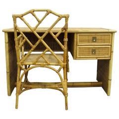 Palm Beach Bamboo Desk and Chippendale Chair