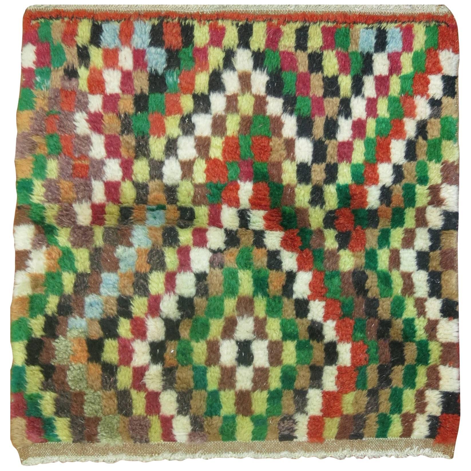 Vintage Turkish Mosaic Motif Turkish Shag Rug