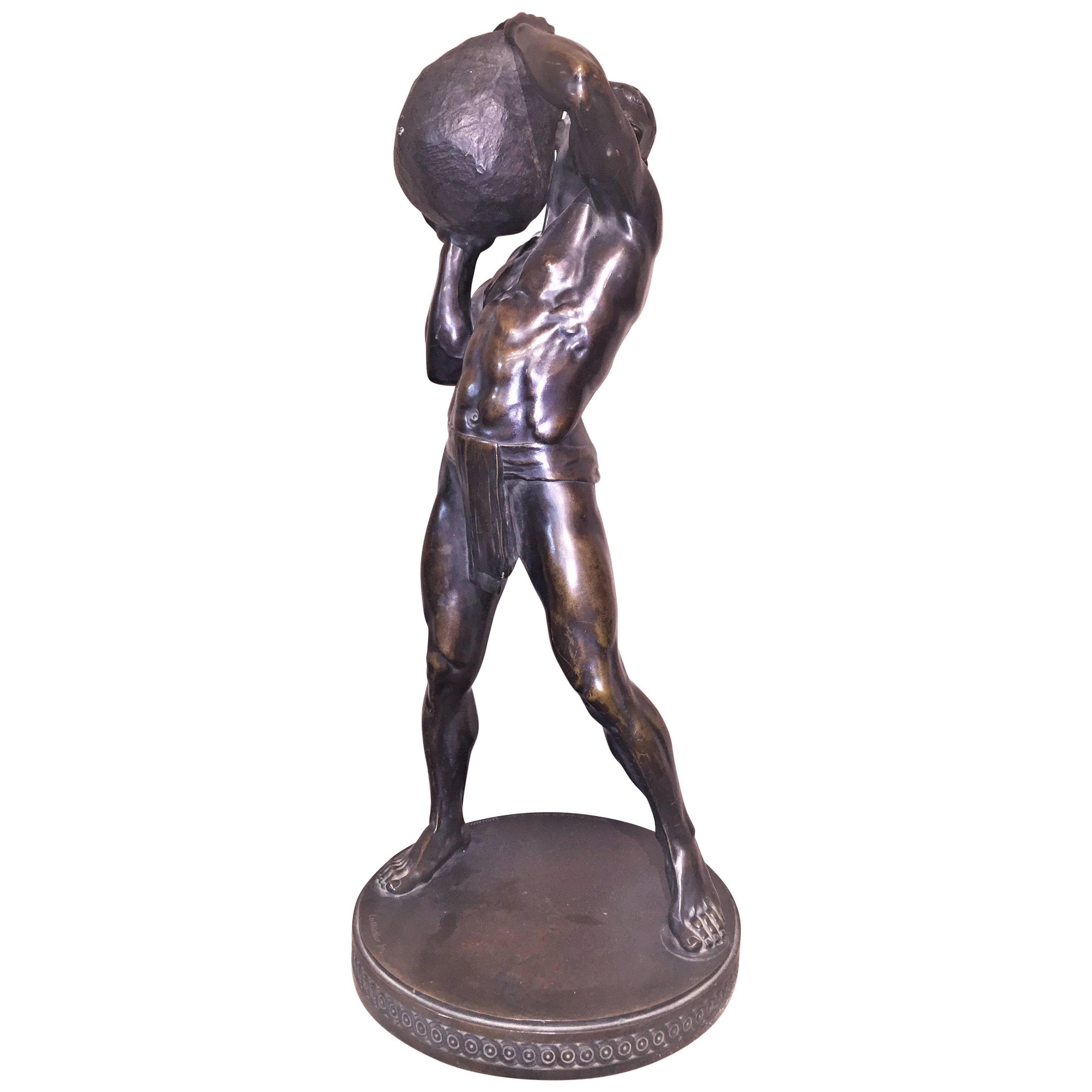 Paul Leibküchler, Sisyphus, German Jugenstil Bronze Sculpture, circa 1900 For Sale