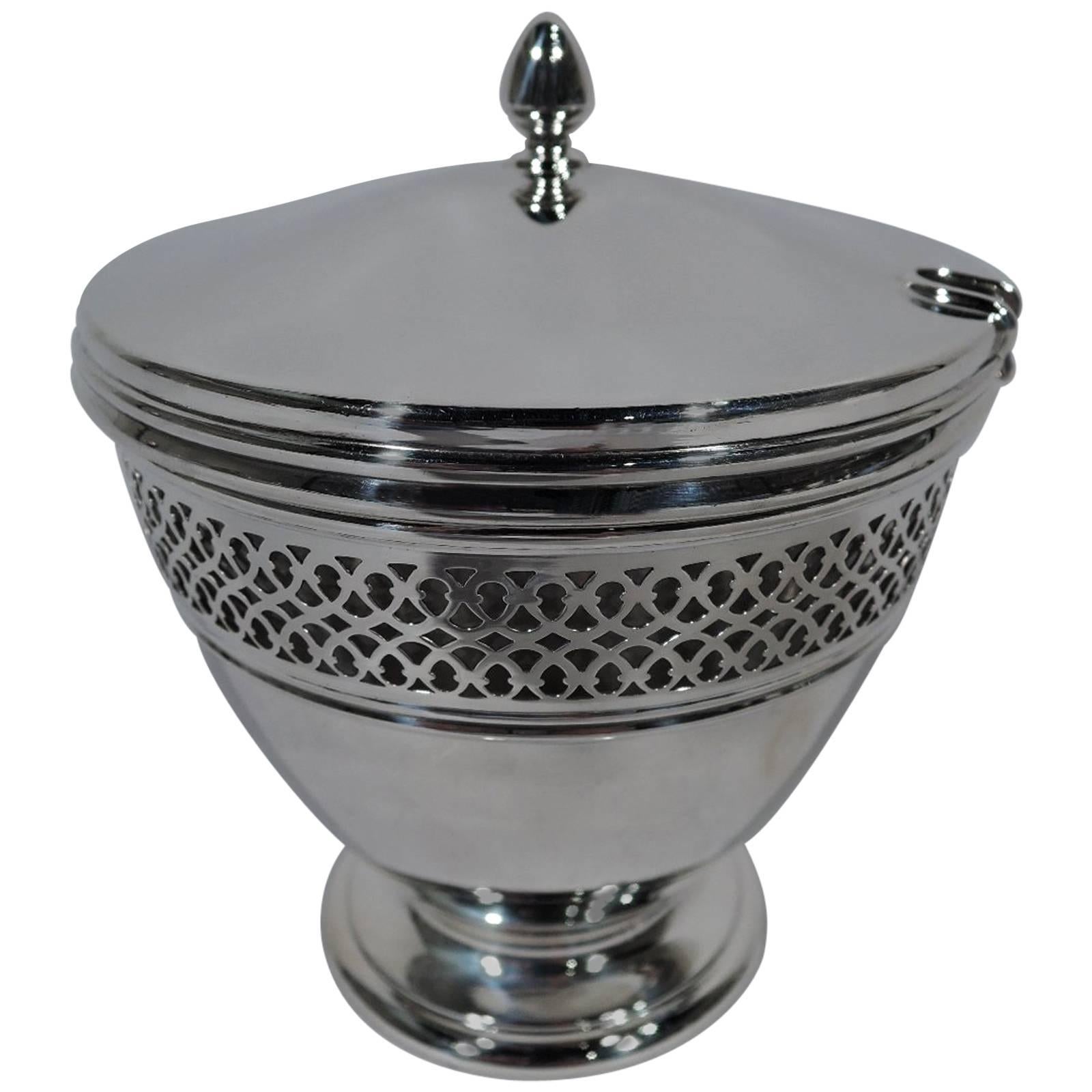 Tiffany American Edwardian Pierced Sterling Silver Jam Pot