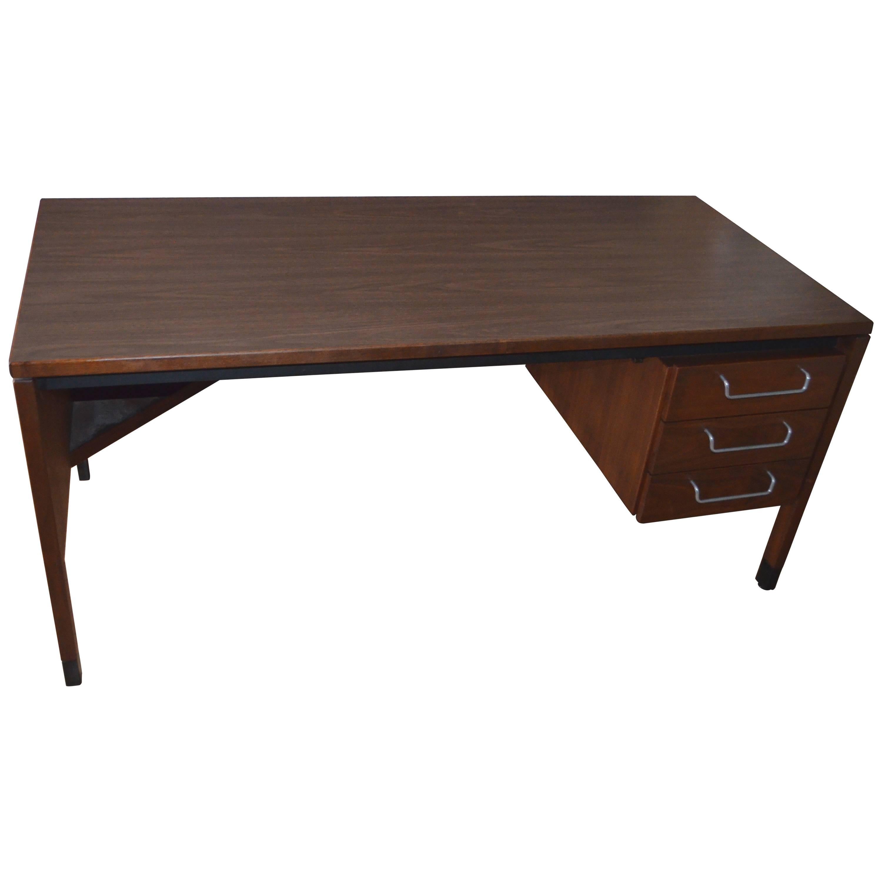 Midcentury Walnut Desk with Formica Top Designed by Jens Risom