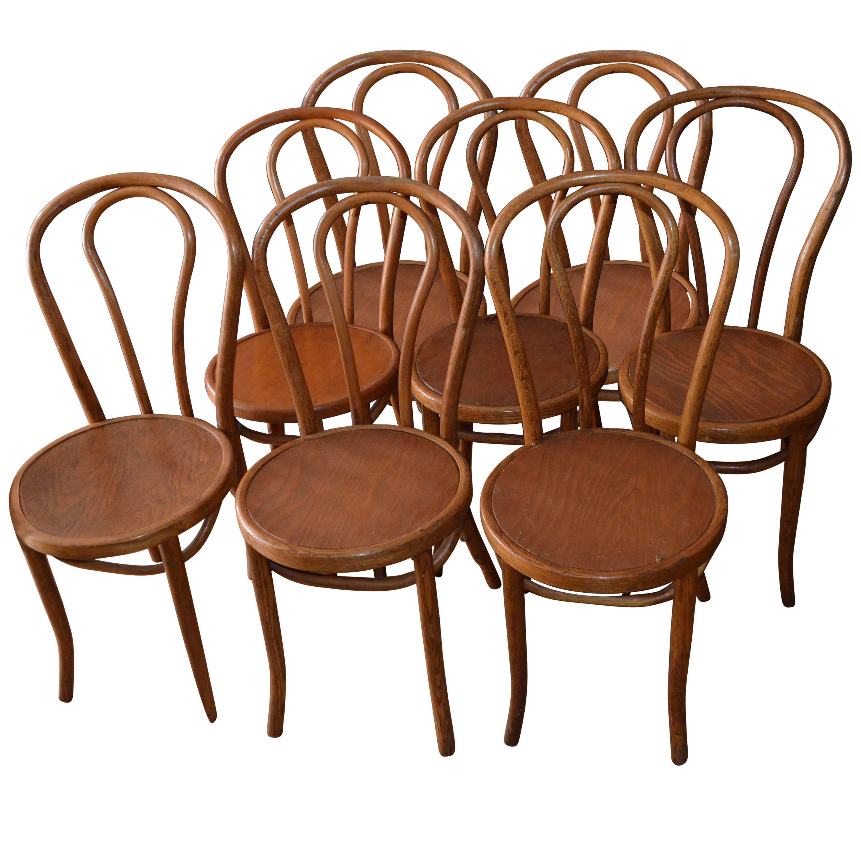 Bentwood Dining Chairs 'Set of Eight' of Solid Oak with Plywood Seats from 1947