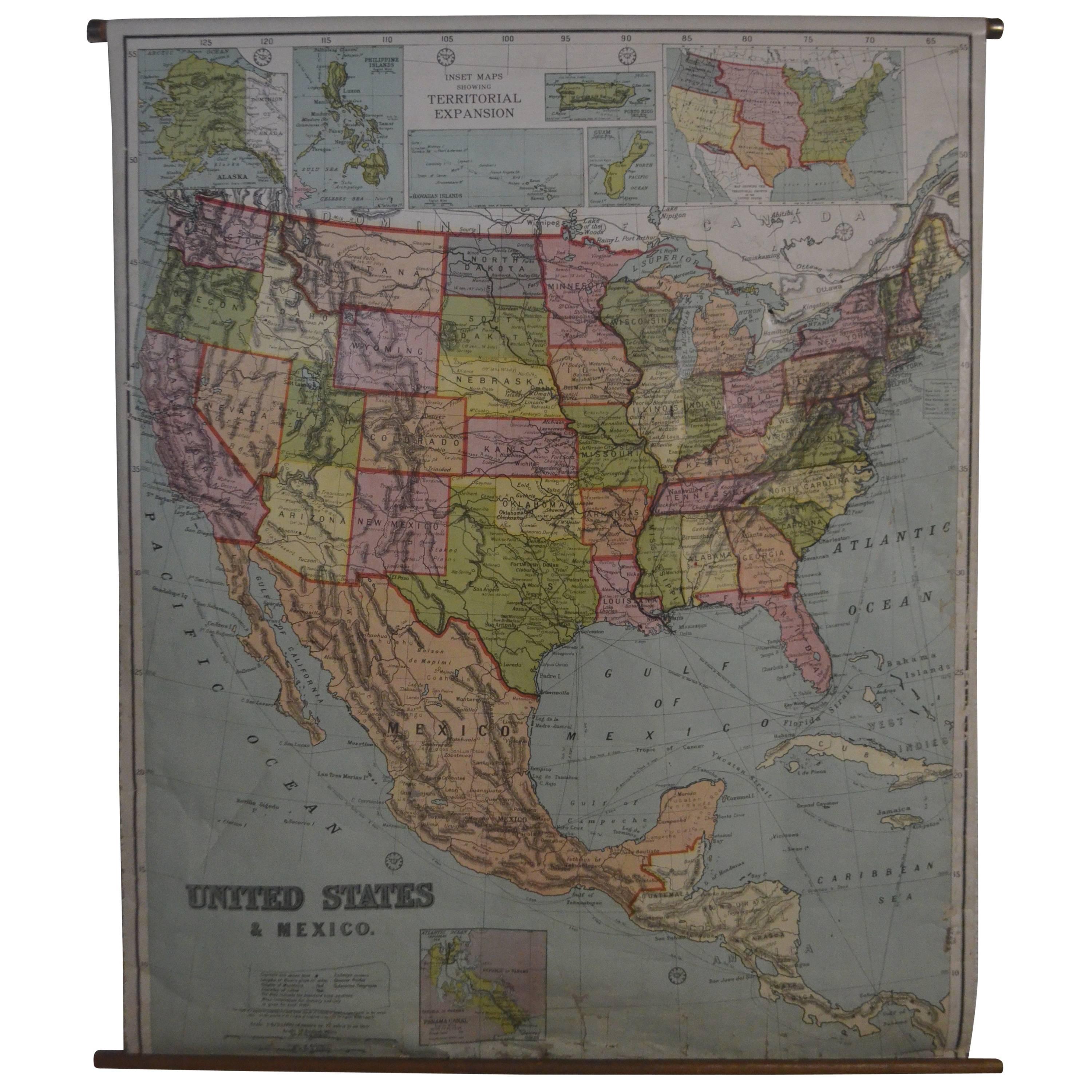 Early 20th Century Map of the United States and Mexico, 1916 Edition