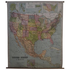 Antique Early 20th Century Map of the United States and Mexico, 1916 Edition