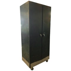 Storage Cabinet Retro Steel Locker Unit of Steel on Wheels; shelves and closet