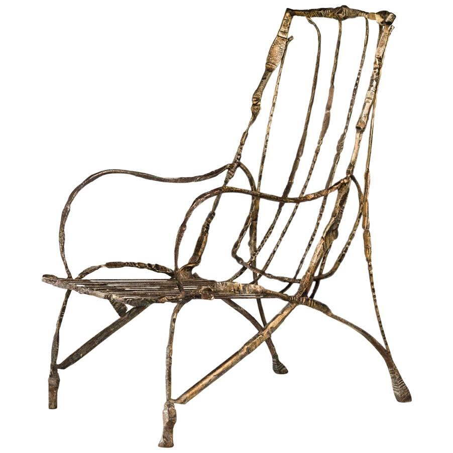 Armchair by Salvino Marsura, Hand-Forged Wrought Iron, Late 20th Century For Sale