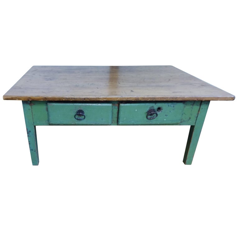 19th Century Canadian Green Painted Coffee Table at 1stDibs