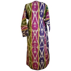 Silk Ikat Uzbekistan Chapan Robe with Russian Cotton Lining