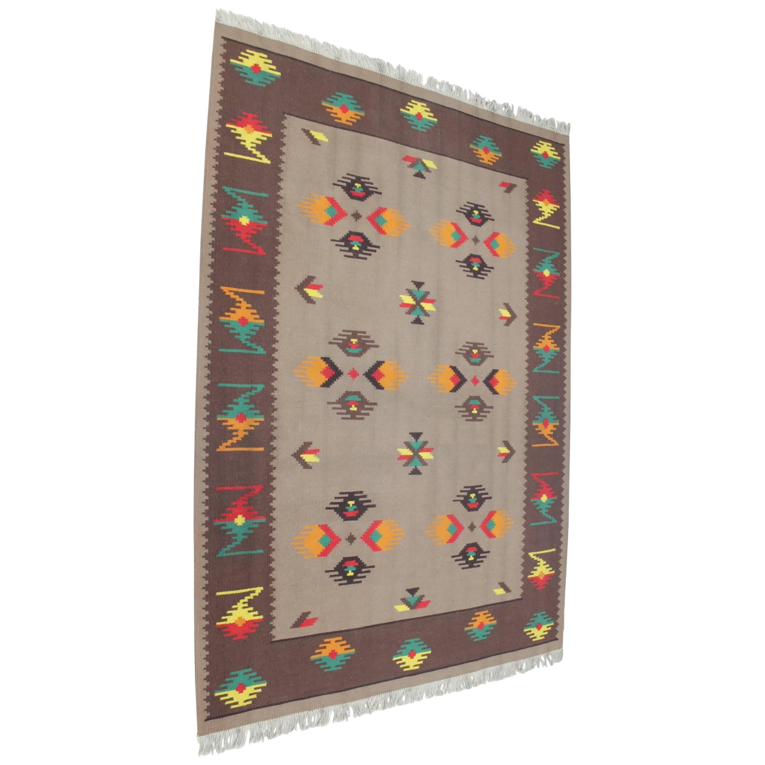 Big Indian Style Kilim Rug or Carpet For Sale