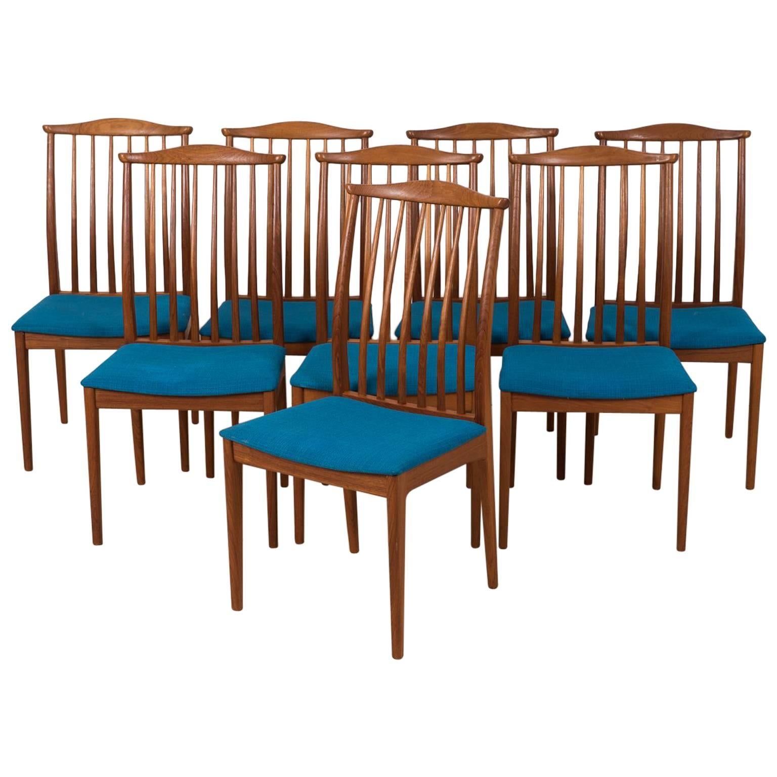 Eight Scandinavian Midcentury Dining Chairs in Teak