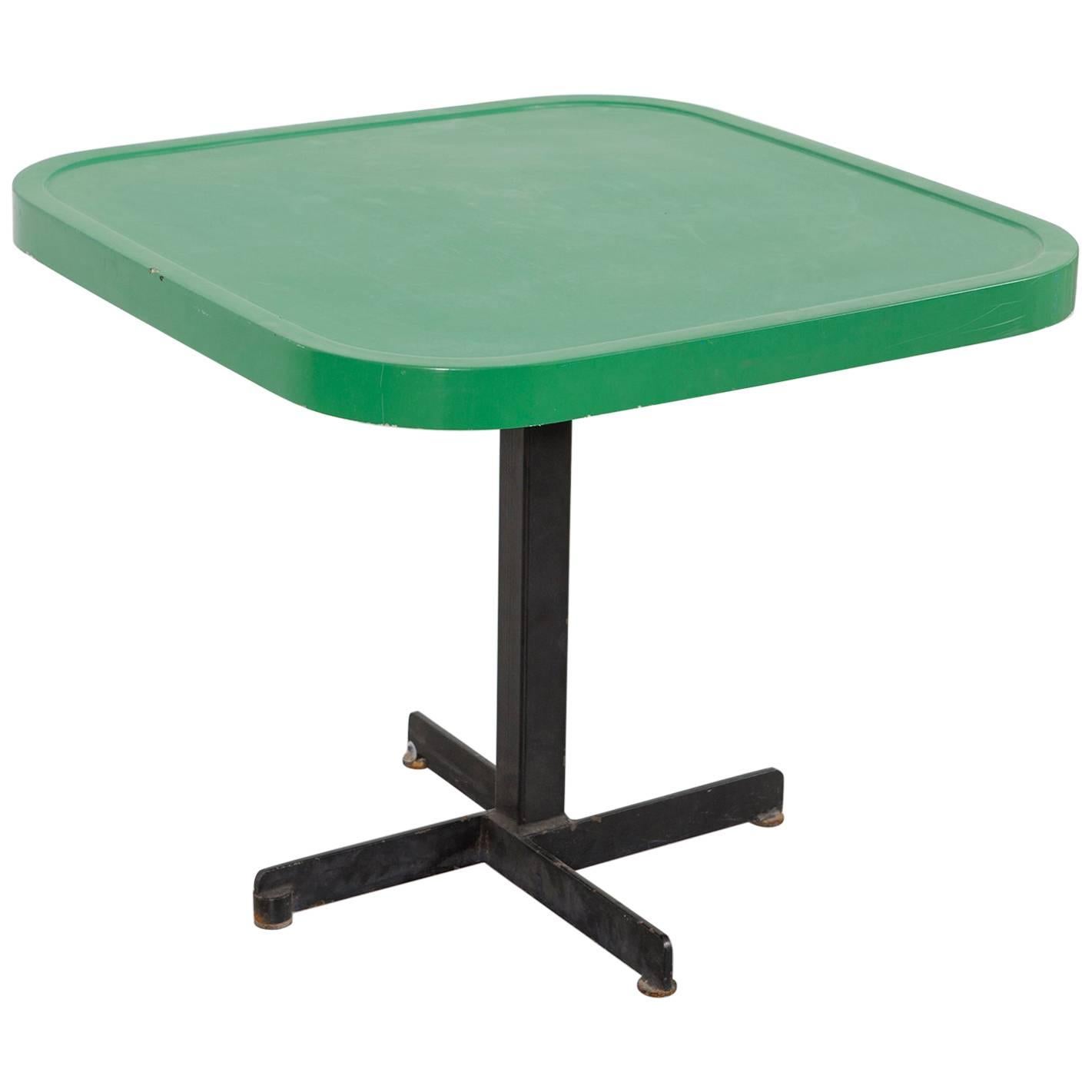 Les Arcs Enameled Metal Green Table by Charlotte Perriand For Sale