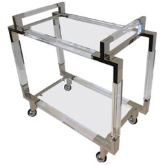 Polished Nickel and Acrylic Bar Cart by Charles Hollis Jones