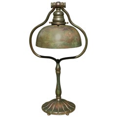 Used Tiffany Studios Tall Bronze Harp Table Desk Lamp New York, 1915