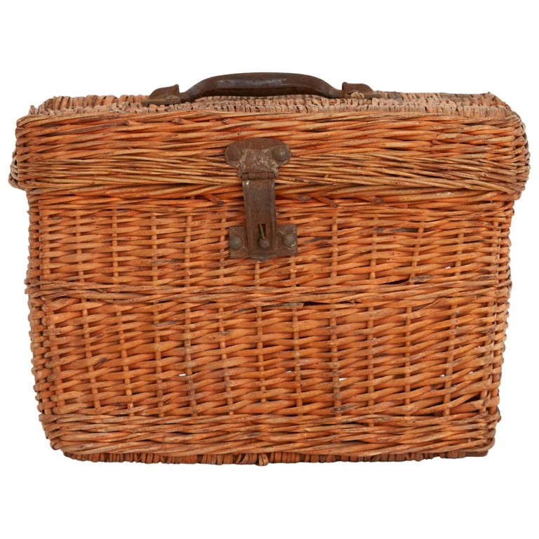 Spanish Wicker Basket with Handle at 1stDibs