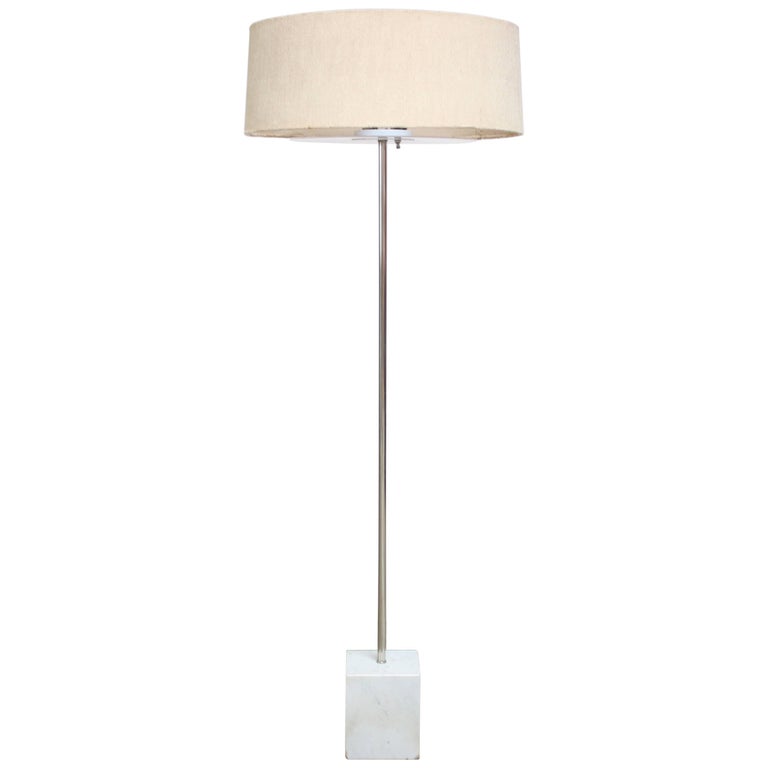 Marble and Chrome Floor Lamp by Laurel For Sale at 1stDibs