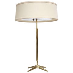 Gerald Thurston for Lightolier Brass Table Lamp with Original Shade