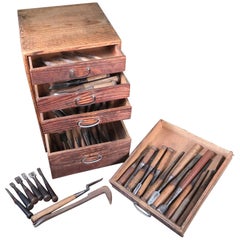 Vintage Japanese Master Carpenter's Tansu 51 Professional Nomi Carpenter's Carving Tools