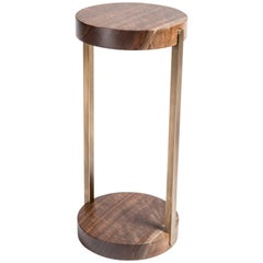 Union Mini Side Table Stand by Tretiak Works, Contemporary Walnut Brass