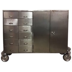 Industrial Metal Cabinet on Heavy Duty Casters, Drawers and Doors