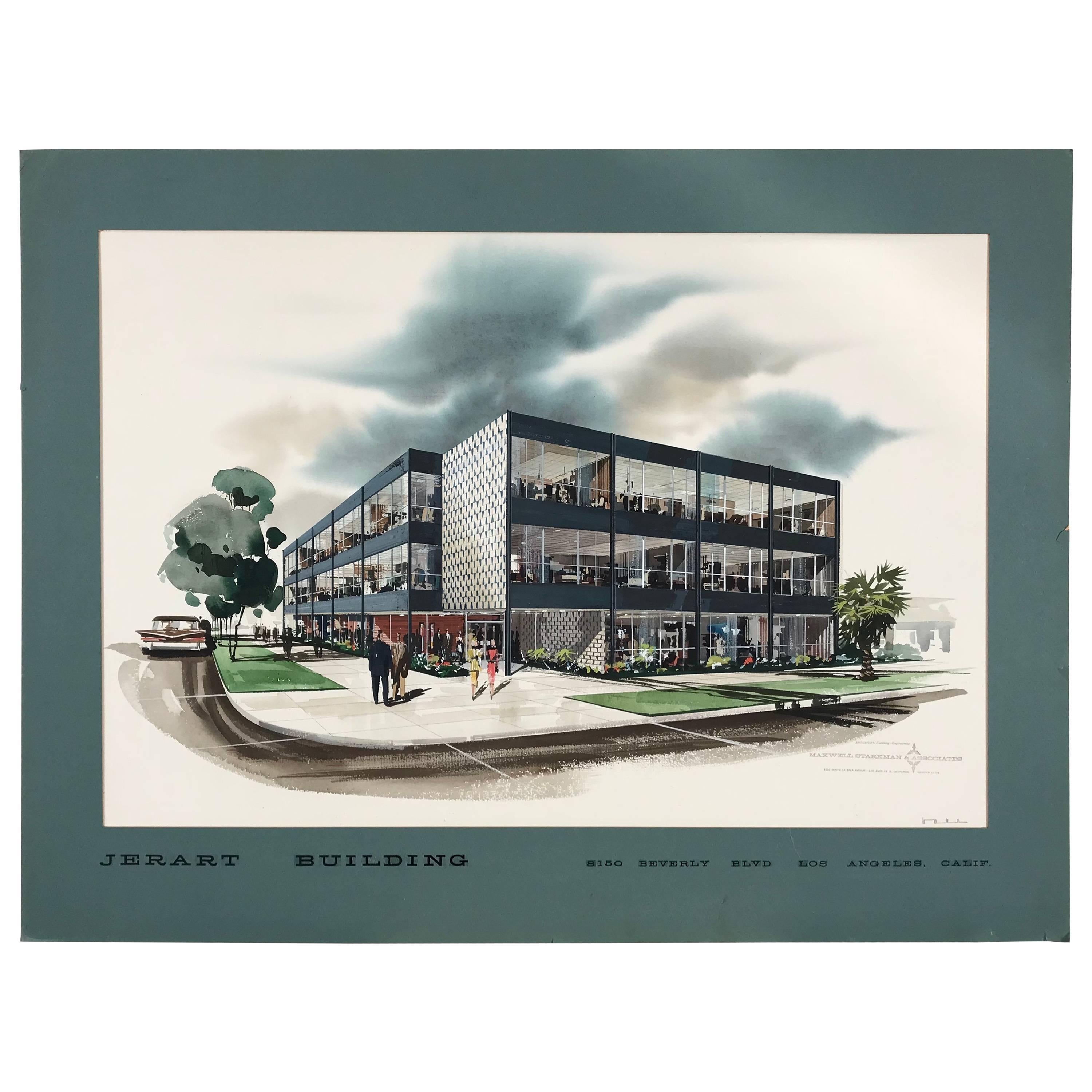 Original Watercolor, Modernist Architectural Rendering, , Maxwell Starkman