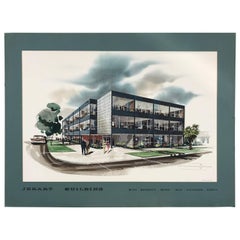 Original Watercolor, Modernist Architectural Rendering, , Maxwell Starkman