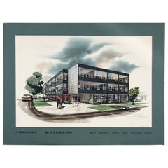 Used Original Watercolor, Modernist Architectural Rendering, , Maxwell Starkman