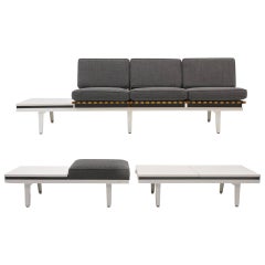Vintage Steel Frame Sofa, Bench and Coffee Table by George Nelson for Herman Miller