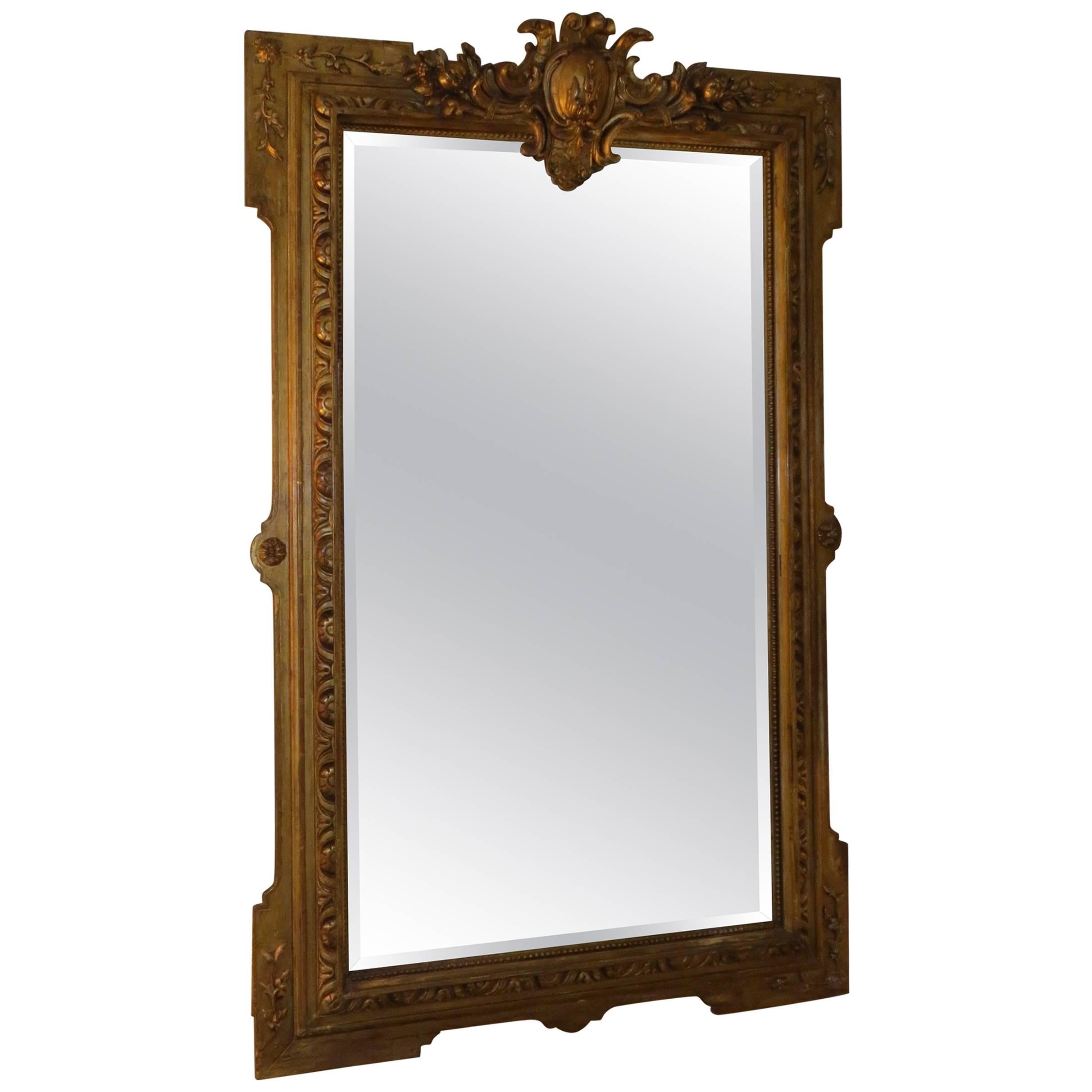 19th Century French Gilt Frame with Distressed Mirror