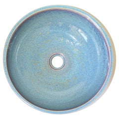 Keramik Wanne oder Pflanzgefäß in Blau und Rosa, zeitgenössisch künstlerisch, handbemalt