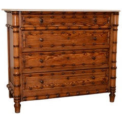 19th Century French Faux Bamboo Chest with Marble Top