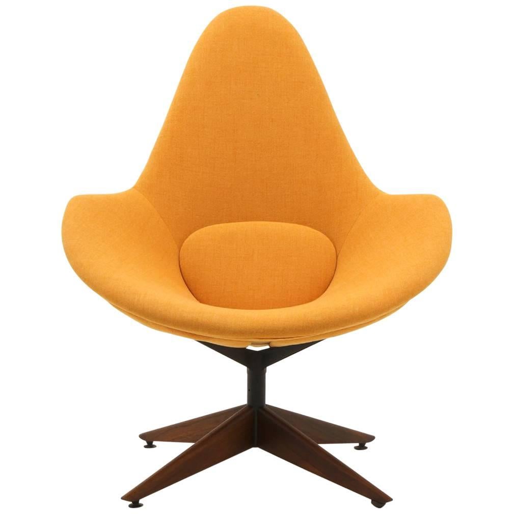 Adrian Pearsall Swivel Lounge Chair, Completely Restored, Very Rare at