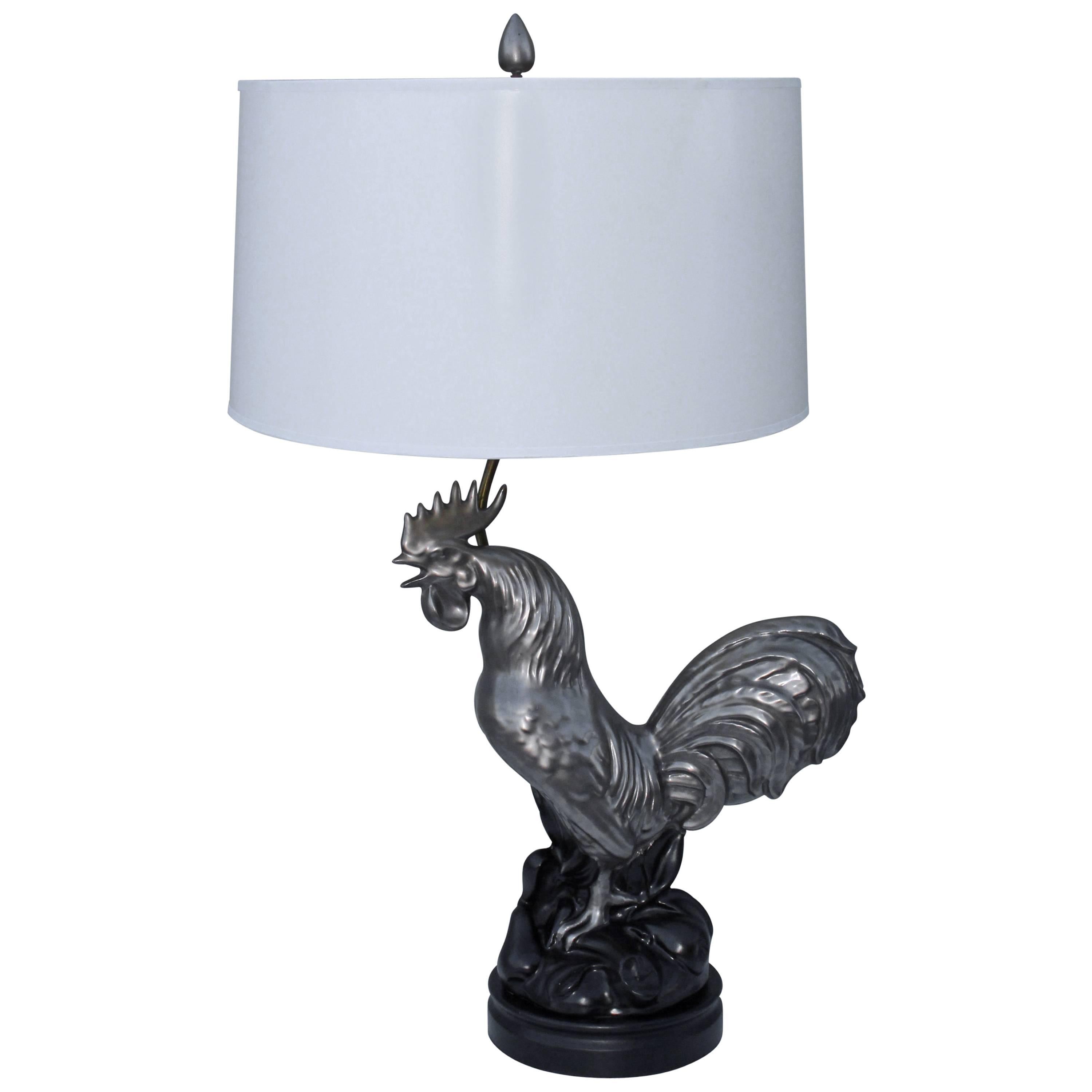 1950s Ceramic Rooster Table Lamp