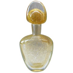  Murano Gold Infused Decanter Bottle by Luigi Onesto for Sommerso, Italy