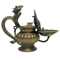 Lampe à huile de cérémonie népalaise Sukunda en bronze