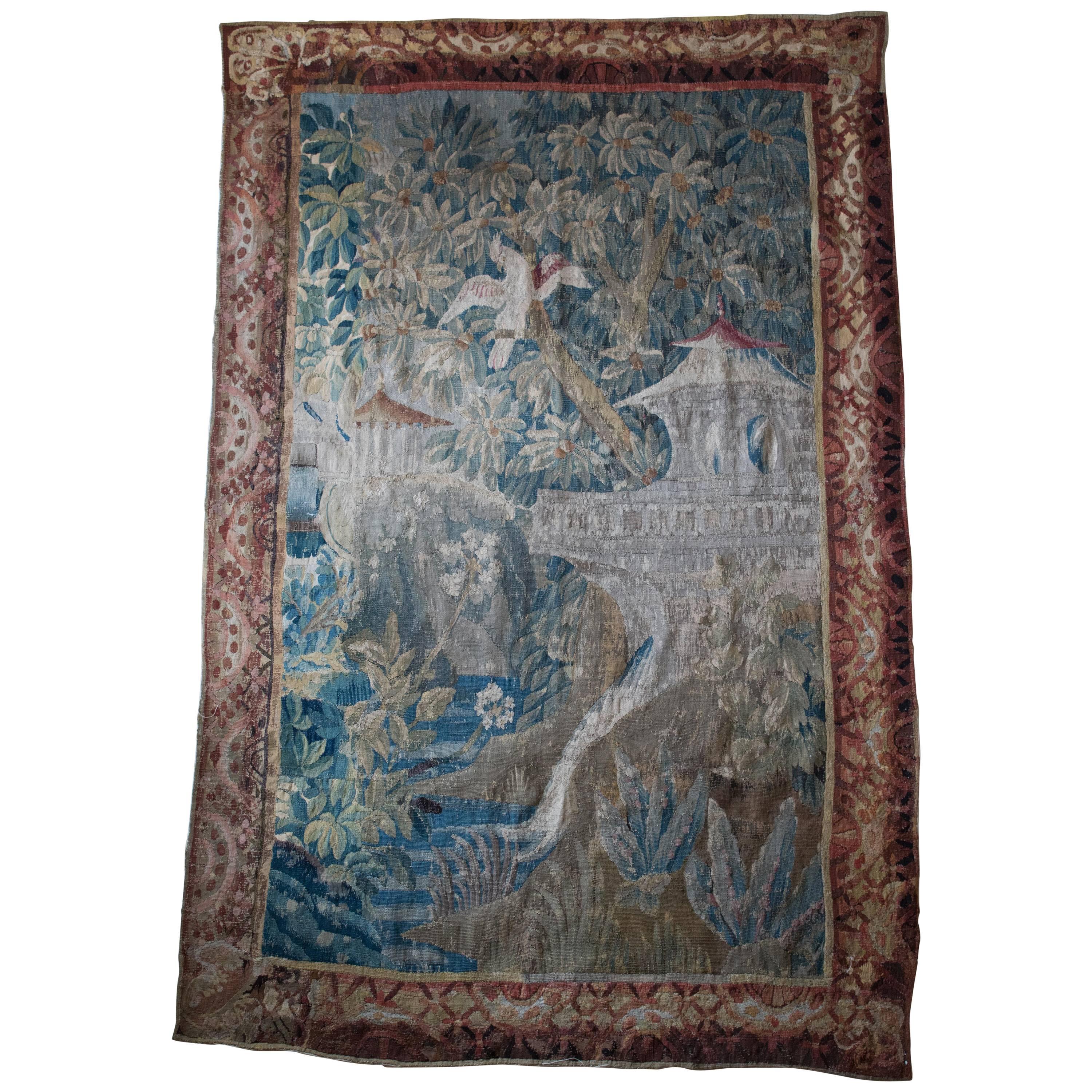 18th Century Aubusson Tapestry in the Chinoiserie Taste after J.B.Pillement For Sale