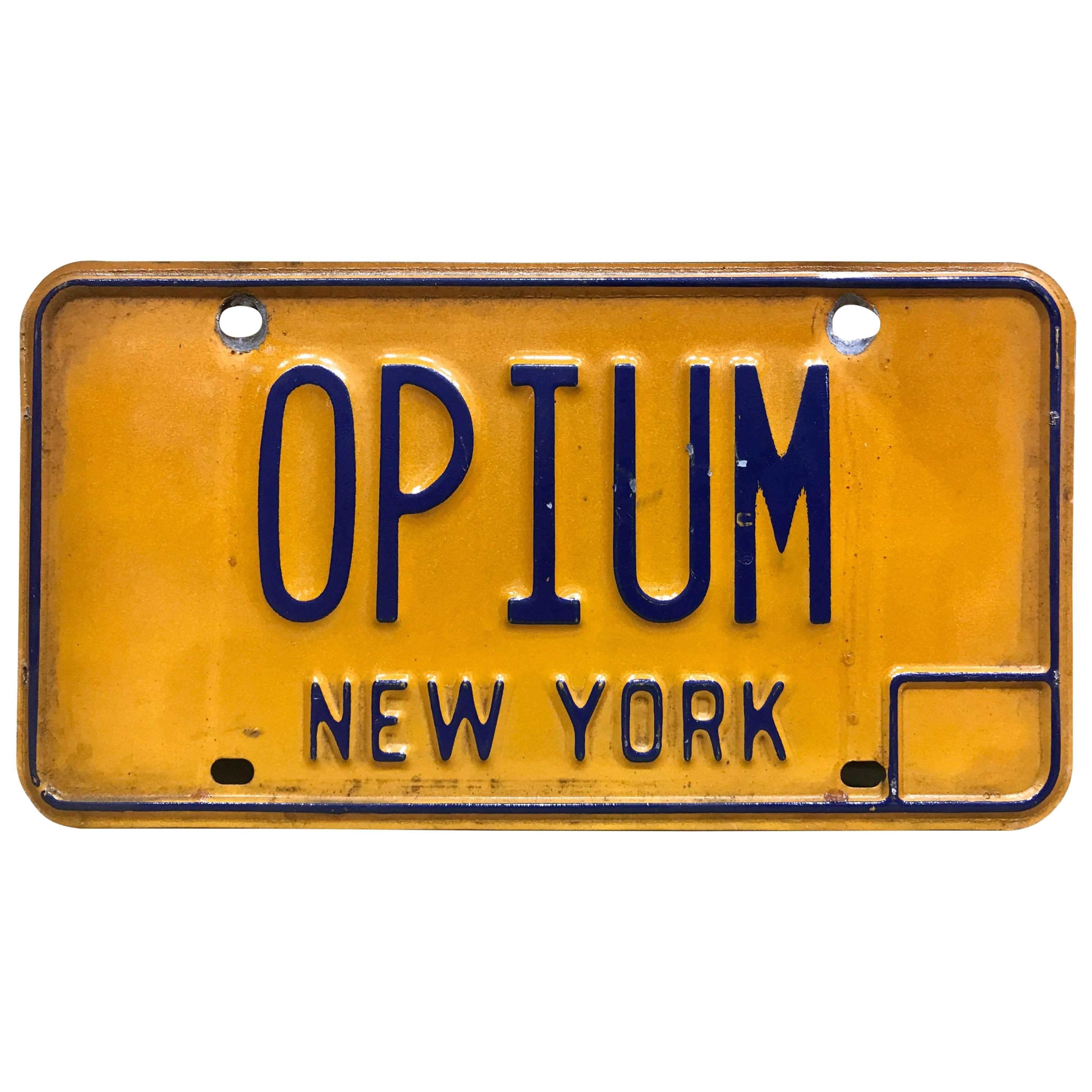 New York Vanity License Plate OPIUM For Sale