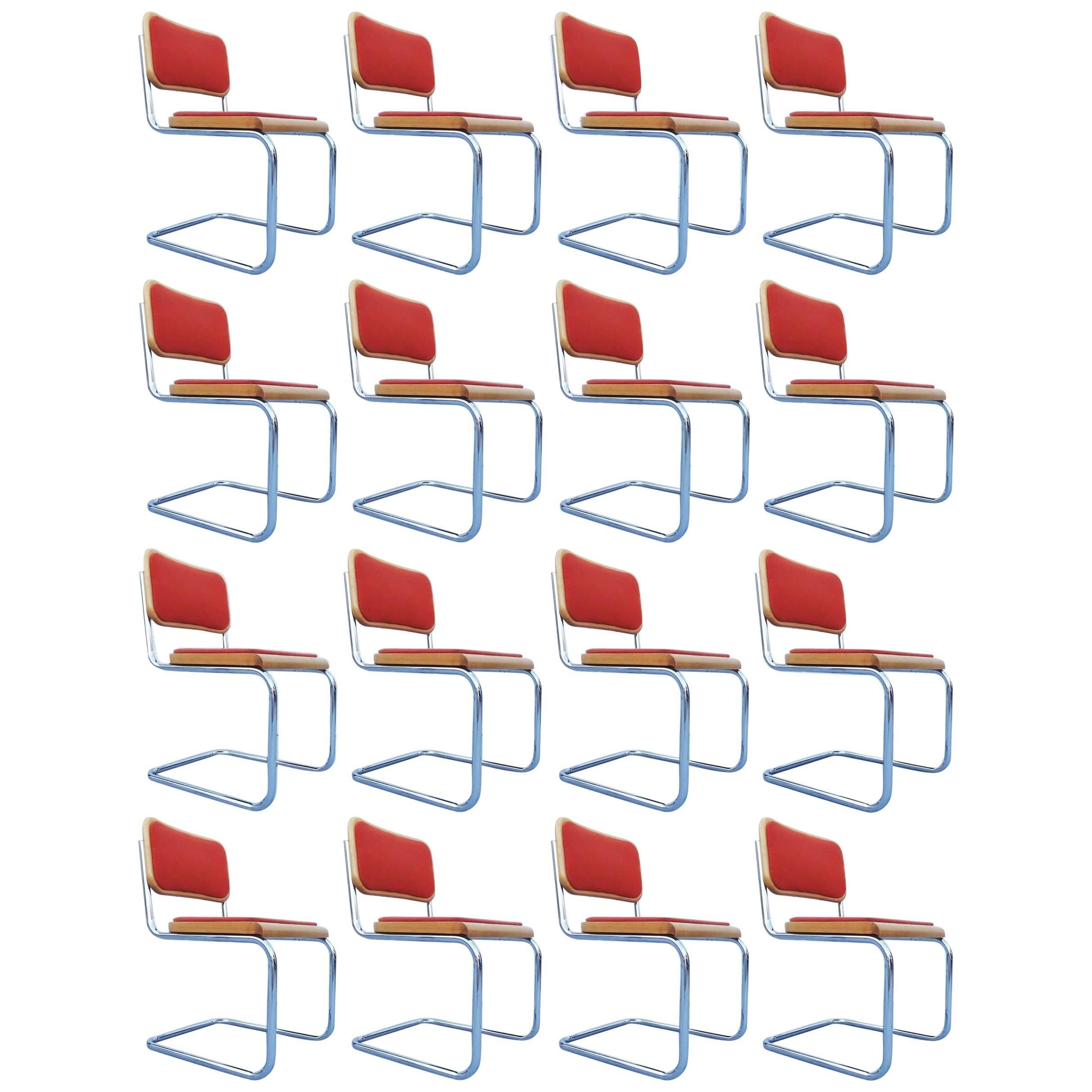 Set of 17 Orange Marcel Breuer "Cesca" Chairs For Sale