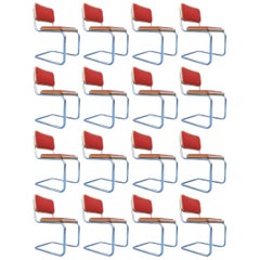 Set of 17 Orange Marcel Breuer "Cesca" Chairs
