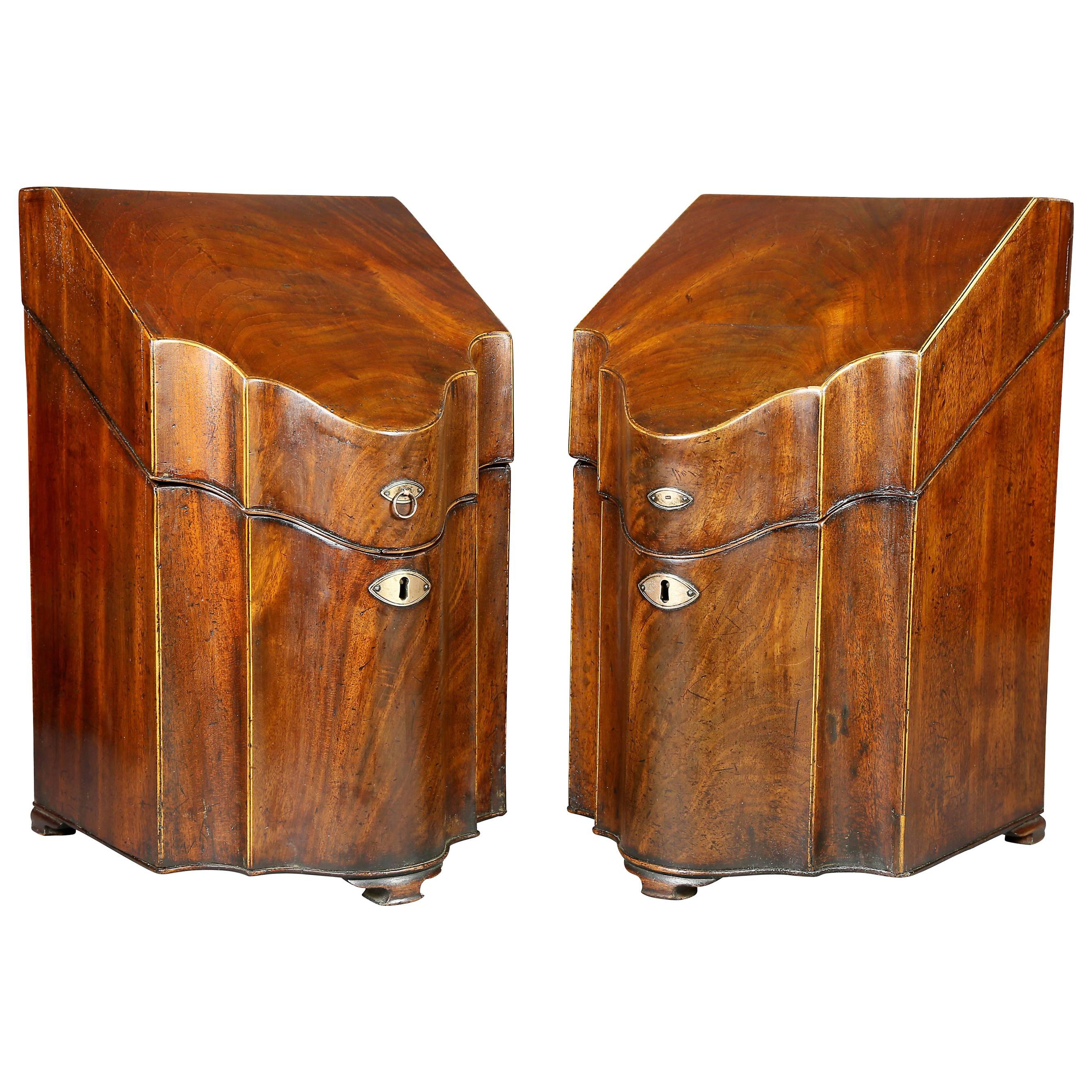 Pair of George III Mahogany Cutlery Boxes