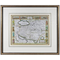 Framed Hand Colored Map of Persia by John Speed