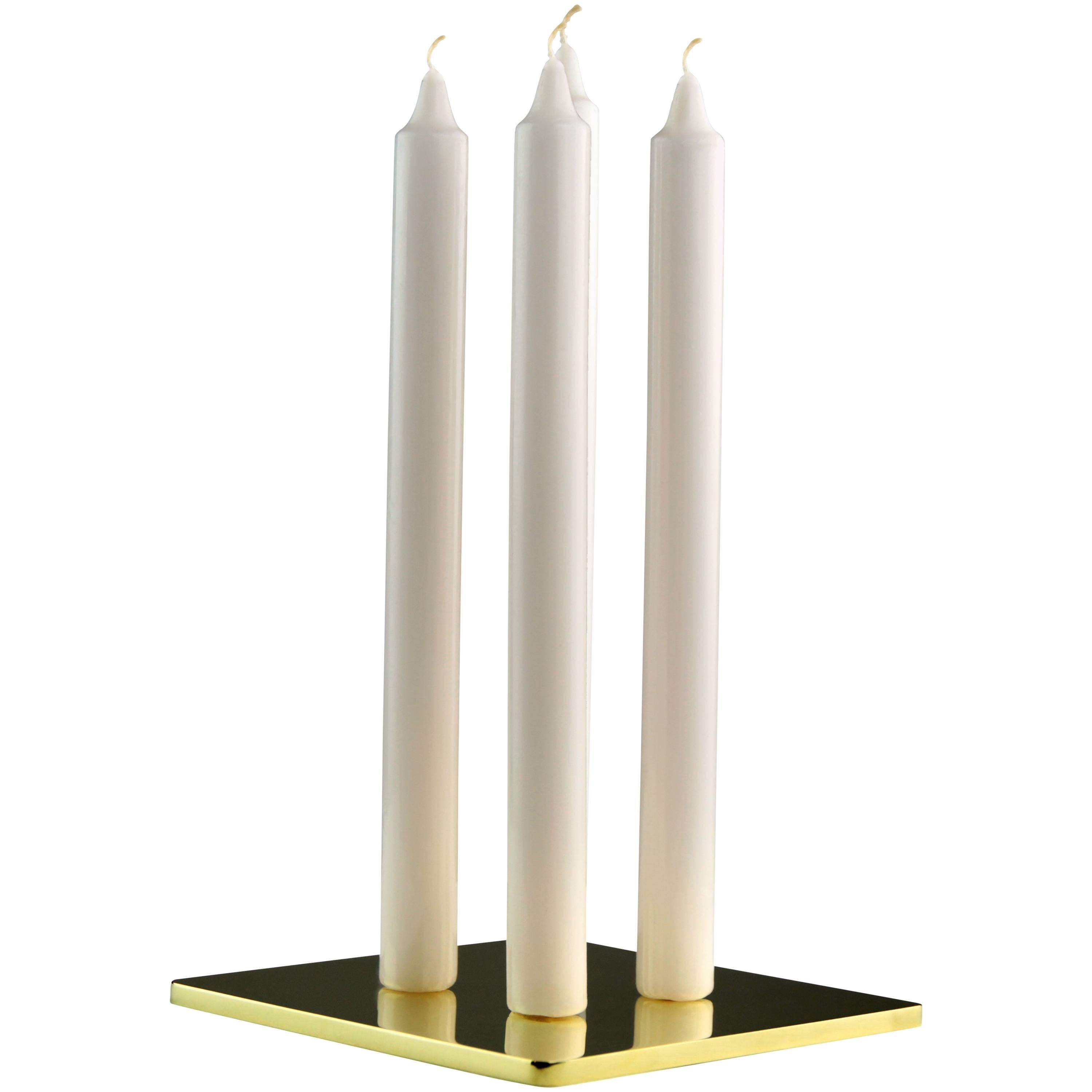 The Nordic Candleholder in High Polished Brass, Quadruple