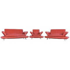 Koinor Rossini Designer Sofa Set Red Leather Function