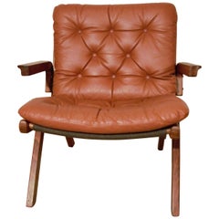 Norwegian Folding Uno Chair in Cognac Leather, 1970s