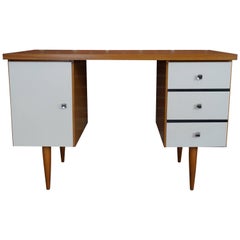 Vintage Wooden Teak and White Lacquer Desk Design from the 1960s