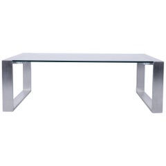 Rolf Benz Designer Coffee Table Grey Couch Table Glass Fabric Table Metal Modern